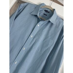 BONOBOS Mens Slim Fit Long Sleeve Button Down Shirt Blue Plaid Size 17 1/2 / 36